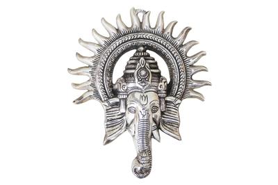 Showpiece Ganesh Circle Wall Hanging Silver