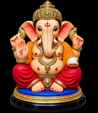 Red Ecofriendly Ganesh Idol 12 inch