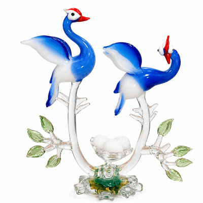 Glass Duck Couple With Egg