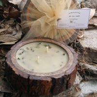 Himalayan Bee Wax Candle- Lemongrass, Reusable Wooden Bark Tray